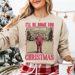 I'LL Be Home for Christmas Print Pullover Men Women's Vintage Hoodies Sweatshirts Autumn Oversize Hoodie Comfortable Streetwear