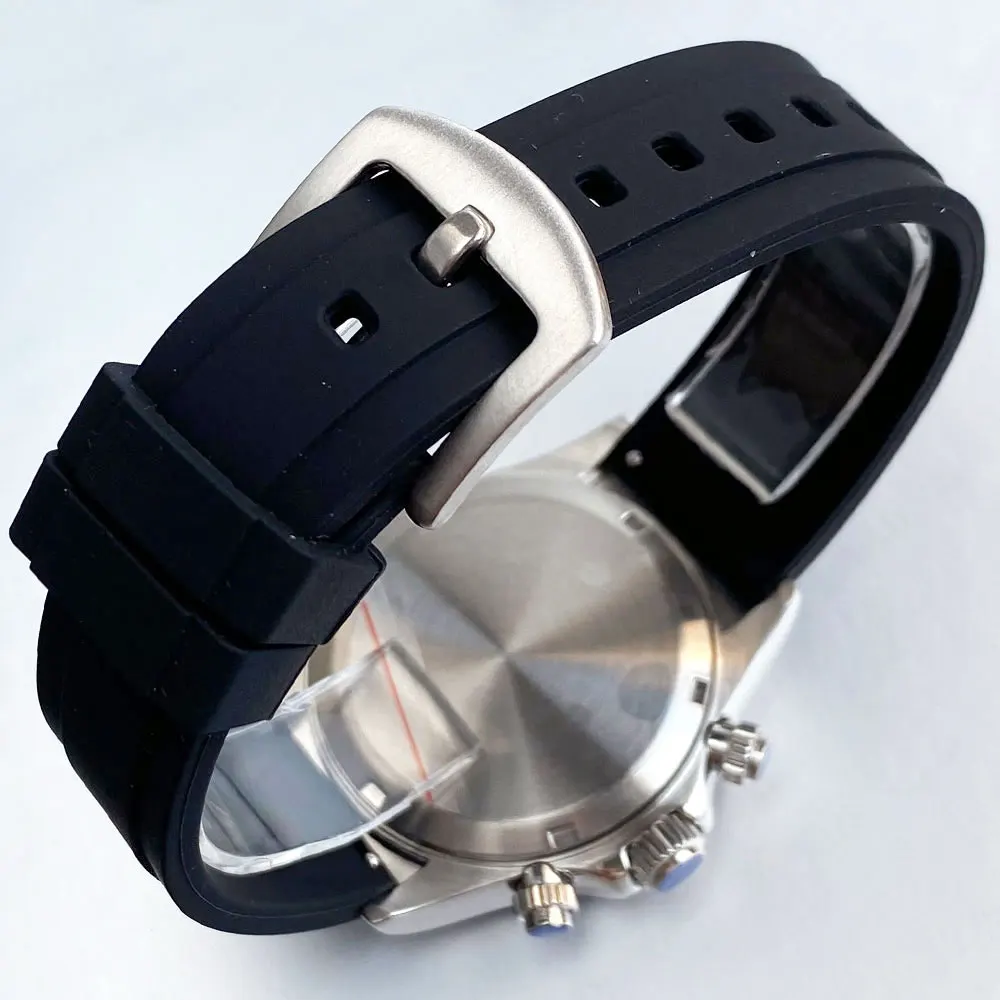 Caja de acero de 39mm + esfera + movt + conjunto de correa, accesorios de reloj para hombre aptos para cronógrafo de cuarzo VK63, piezas de cristal de zafiro multifunción