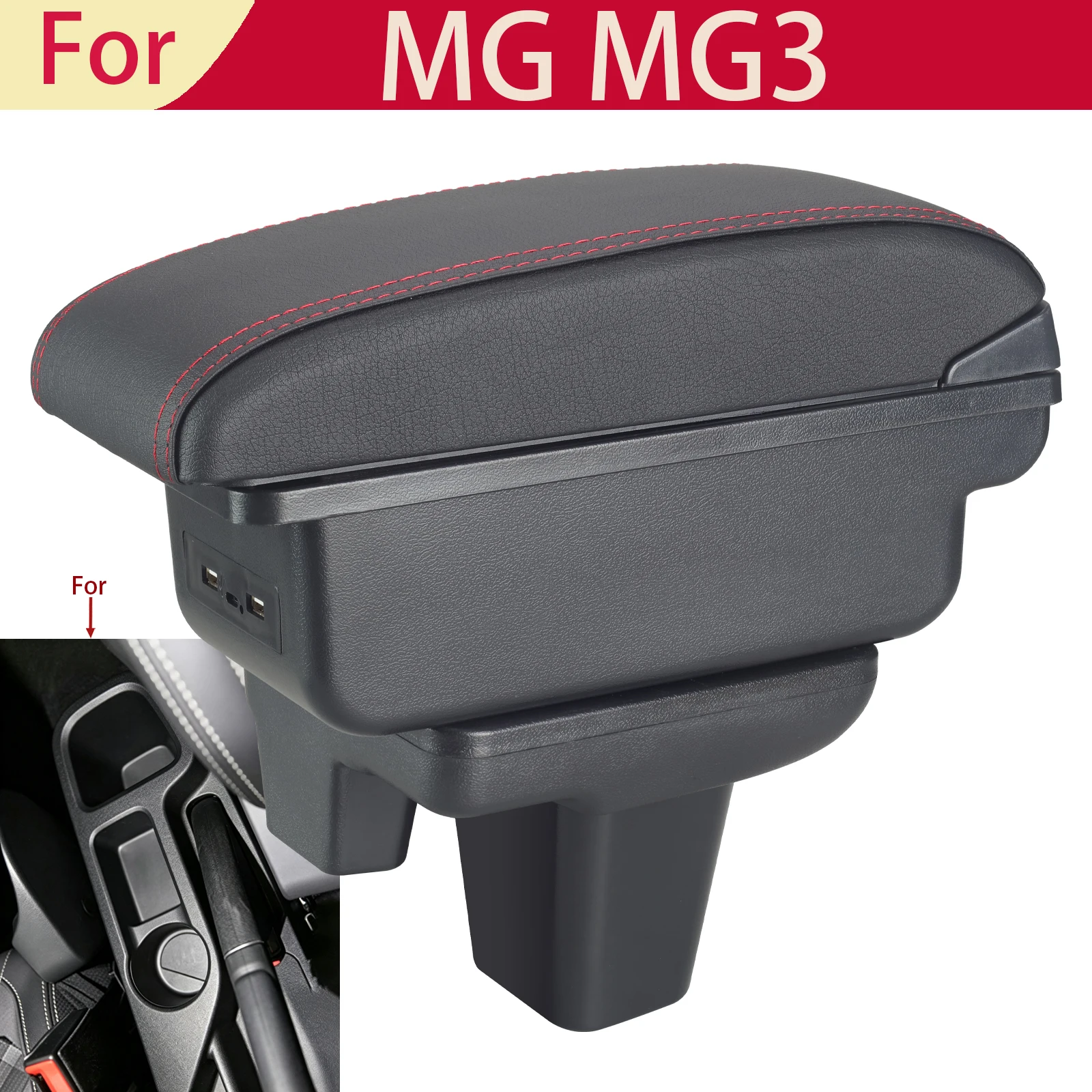 For MG MG3 Armrest Box Center Console Central Store Content Storage with Cup Holder Products Arm Rest USB