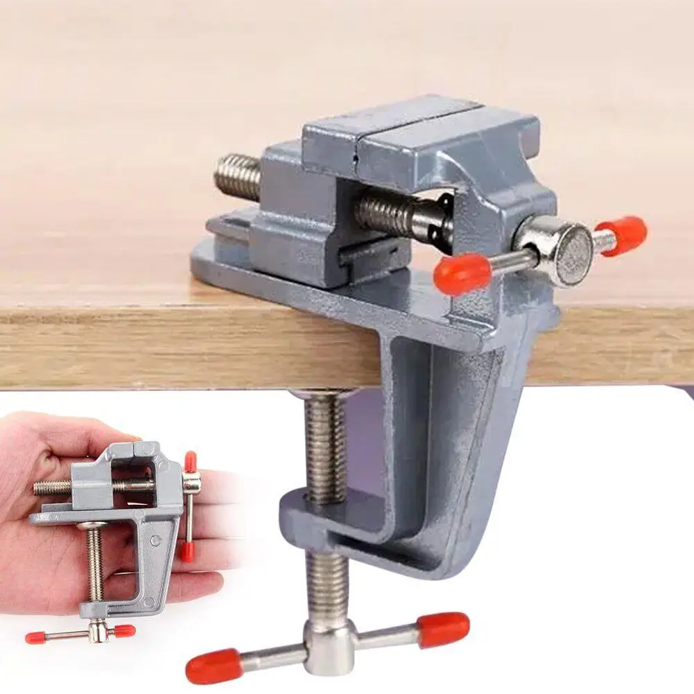 

3.5 Inch Aluminum Mini Bench Vise, Multi Functional Clamp On Table Vice for Jewelry Hobby Model Making and Repair Tool