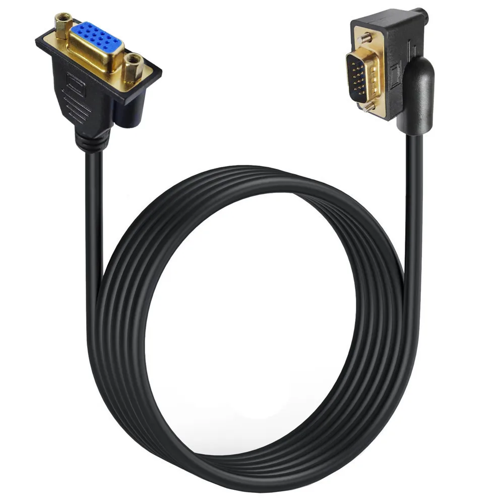 Cabo vga macho para fêmea 1080p full hd vga 3 + 6 computador tv monitor projetor 90 graus para cima para baixo esquerda direita estender cabo