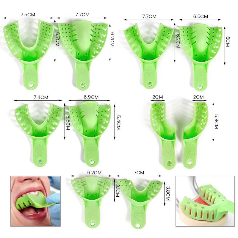

Dental Impression Trays Holder Disposable Plastic Denture Tray S / M / L Adult Children Teeth Plaster Tray Holder Oral Materials