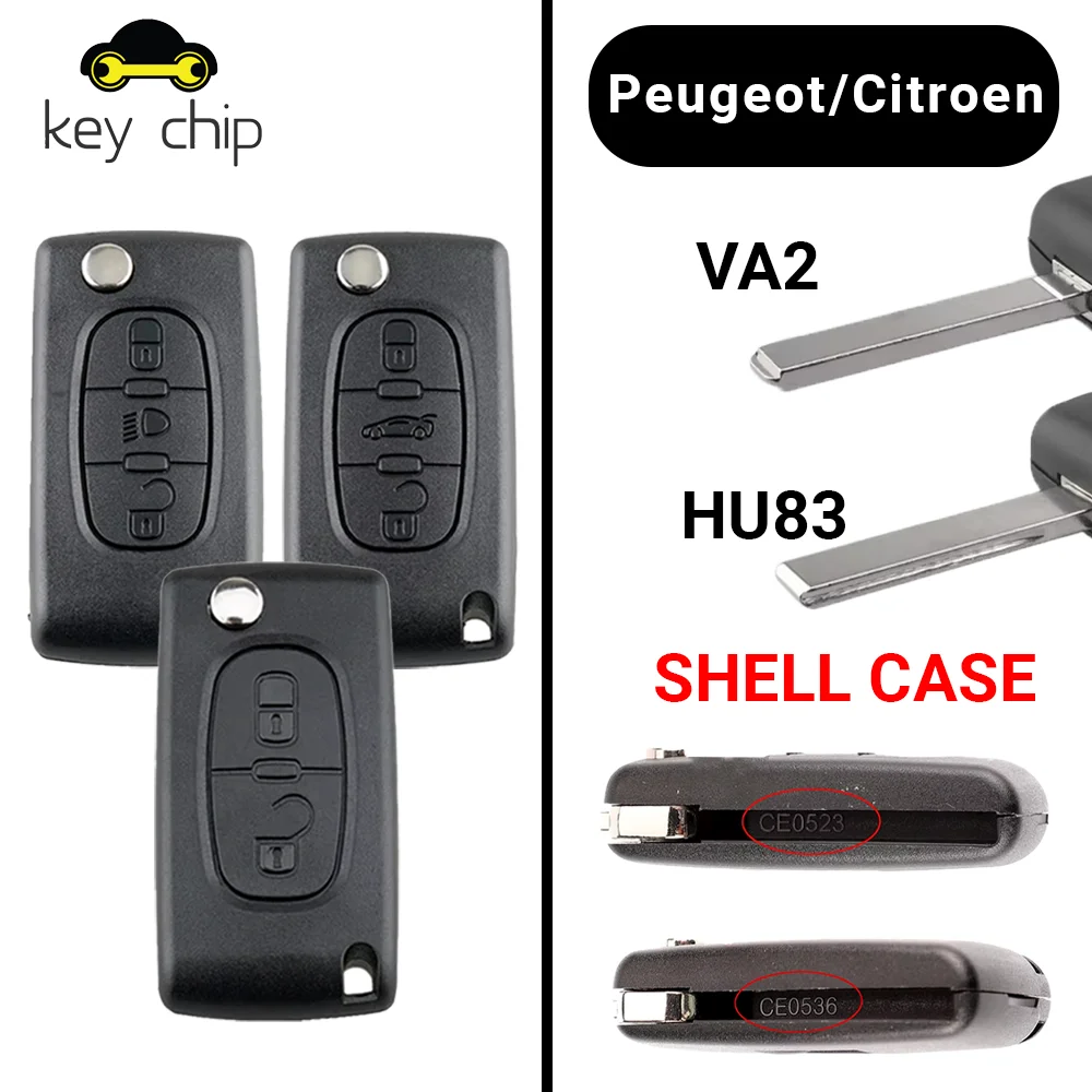 مفتاح شل حالة HU83 VA2 لسيتروين C2 C3 C4 C5 C6 كسارا بيرلينجو لبيجو 207 307 308 407 607 807 الوجه عن بعد سيارة #1