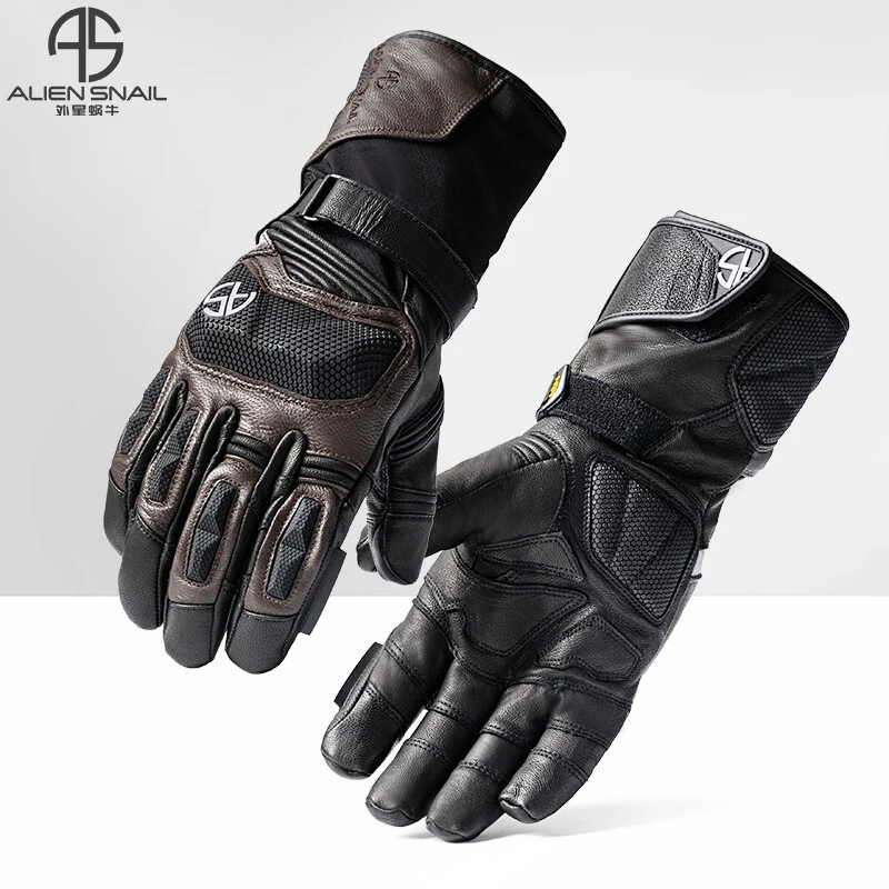 

Alien Snail AT95P Gold Standard P Cotton Lambskin Winter Long Touch Screen Waterproof Warm Thickened Riding Gloves Men