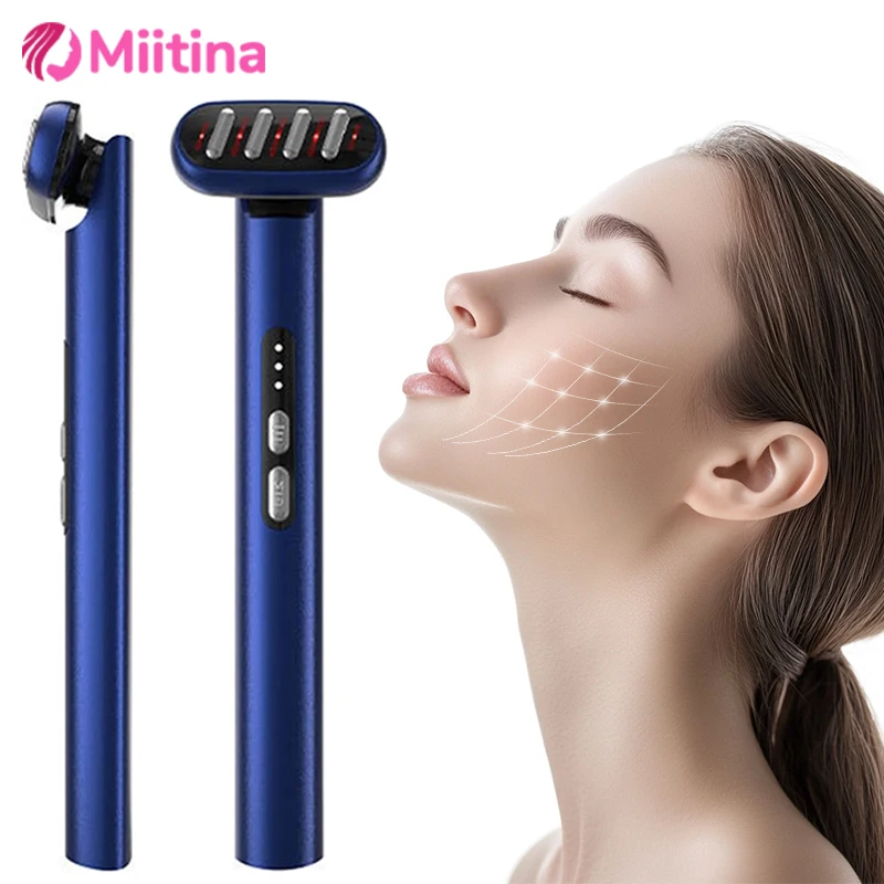 

EMS 5 in 1 Face Massager Facial Wand Microcurrent Device Anti-Aging Red Blue LED Therapy Rejuvenation Heat Therapy Skin Care