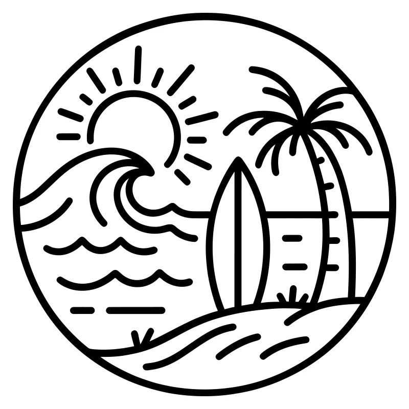 Surf Beach Palm Tree Sun Wave Car Sticker for Camper Van Motorhome SUV Car Styling Decoration Exterior Accessories Vinyl Decal