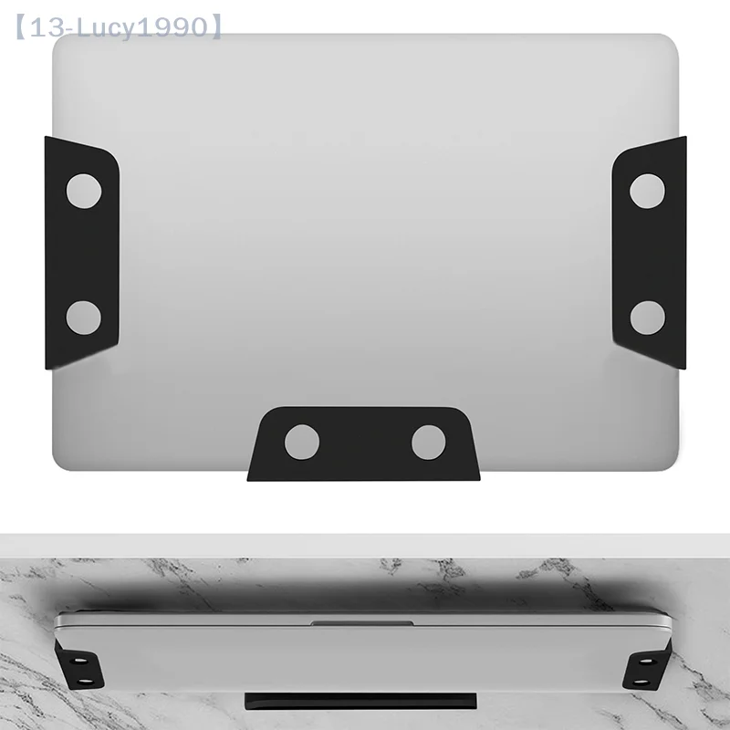 Under Table Laptop Holder Portable Notebook Storage Bracket Stand Mount Desktop Organizer With Anti-Scratch Silicone Pad