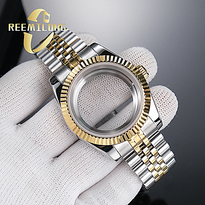 Stainless Steel Watch Case 36mm 39mm Dial silver gold Watch Accessories For Datejust Jubilee NH35 NH36 NH38 Movement watch strap