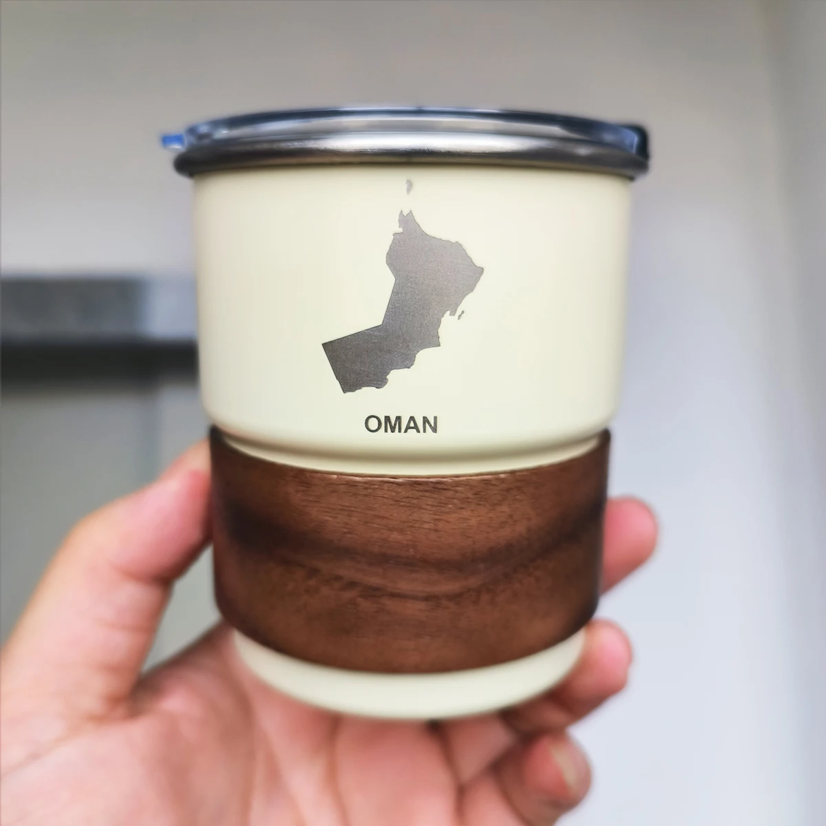 

The Sultanate of Oman Map Logo Stainless Steel Cup Mug with Lid 300ml Outdoor Camping Coffee Mug Wholesale Custom