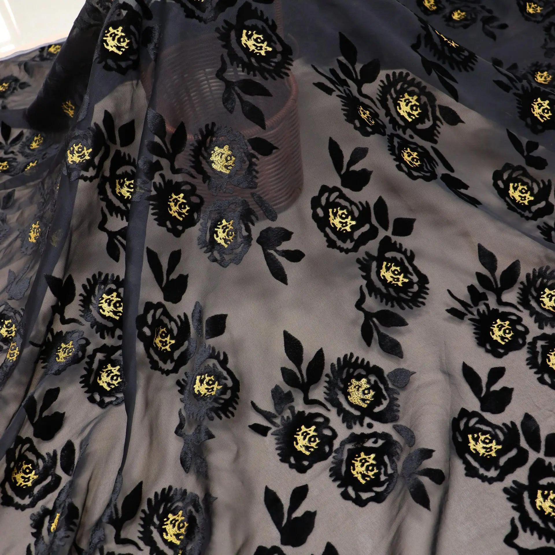 

Women's Woven Velvet Burnt out Brocade Sticky Velvet Bronzing Fabric Nightdress Cheongsam Textile Fabric
