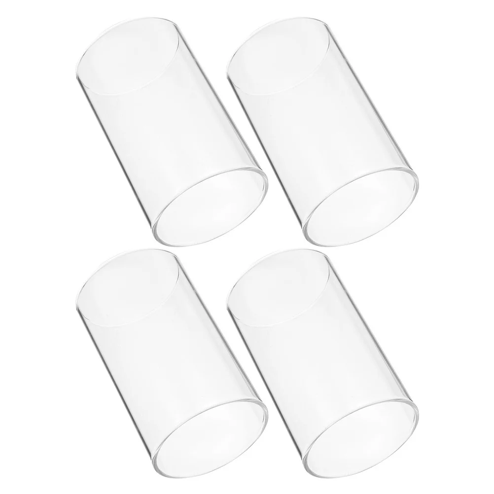 4Pcs Glass Shades Simple Style Transparent Cylinder Cover Glass Cup Home Decor Accessory Romantic Light