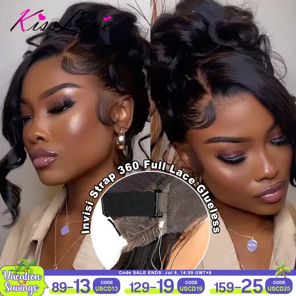 

Body Wave Invisi Strap 360 Full Lace Wig Human Hair 5x5 Glueless Pull Go Wigs with Elastic Drawstring 13x6 HD Lace Frontal Wig