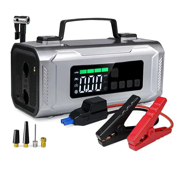 Portable 6 1 Car Jump Starter Cordless Air Compressor Car Battery Booster Power Bank Emergency Jum