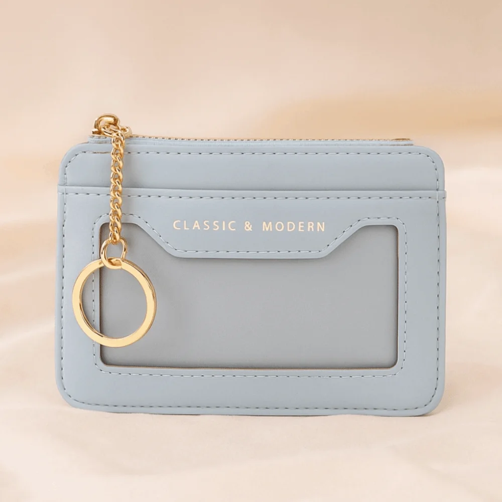 

Fashion With Keychain Hanging Card Bag Thin Multifunction Pocket Coin Purse Zipper Waterproof Multi-card Wallet Female/ladies