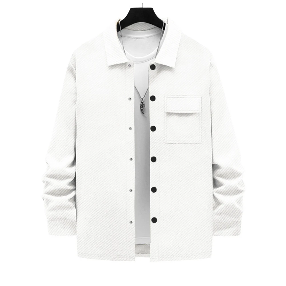 Slip On For Slim Fit Men Cardigan Jacket in Twill Fabric with Lapel Collar Long Sleeve Solid Color Daily Work Outerwear