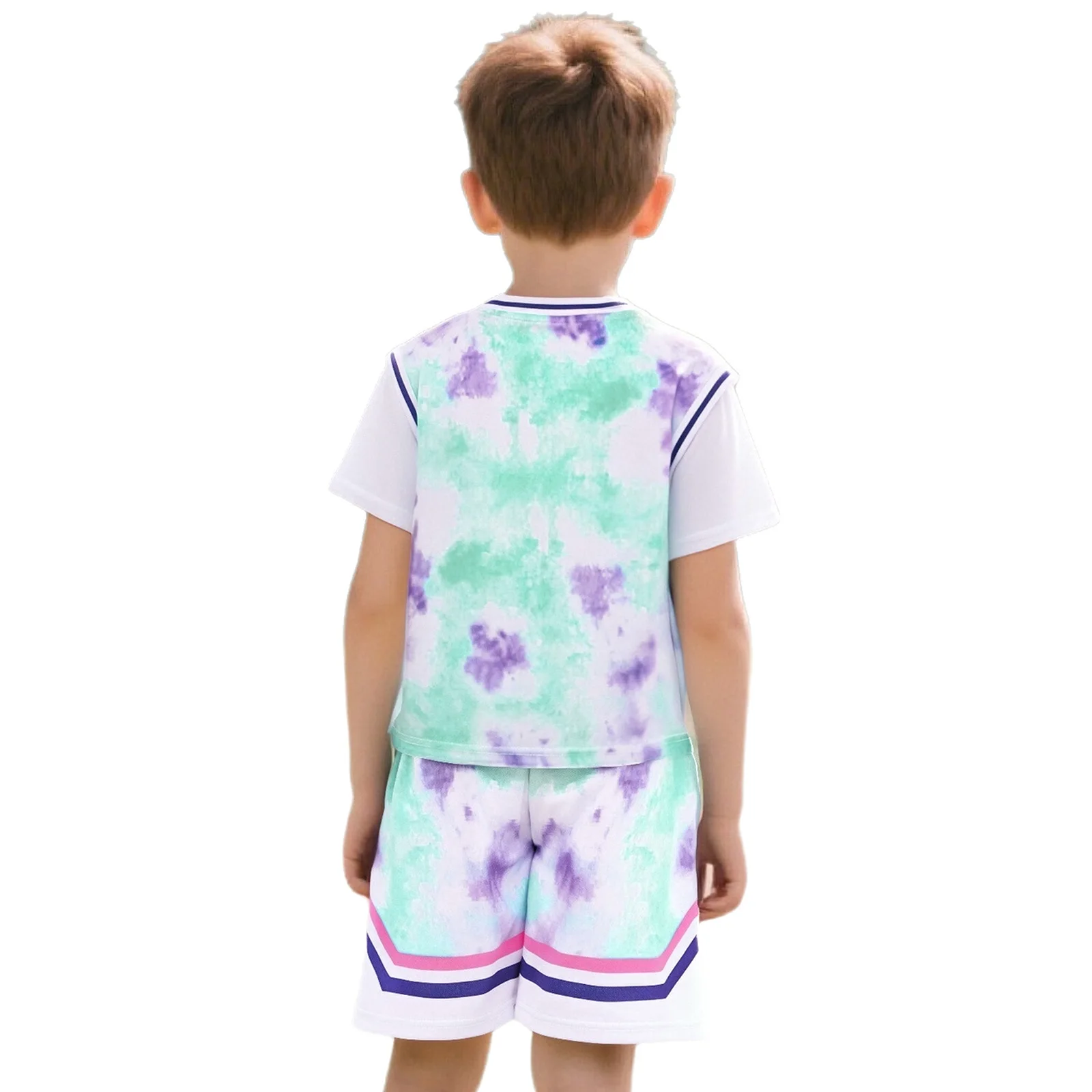 2Pcs Girls Boys Number Printed Sports Outfit Basketball Soccer Uniform Short Sleeve T-shirt+Shorts Set for Outdoor Active Wear