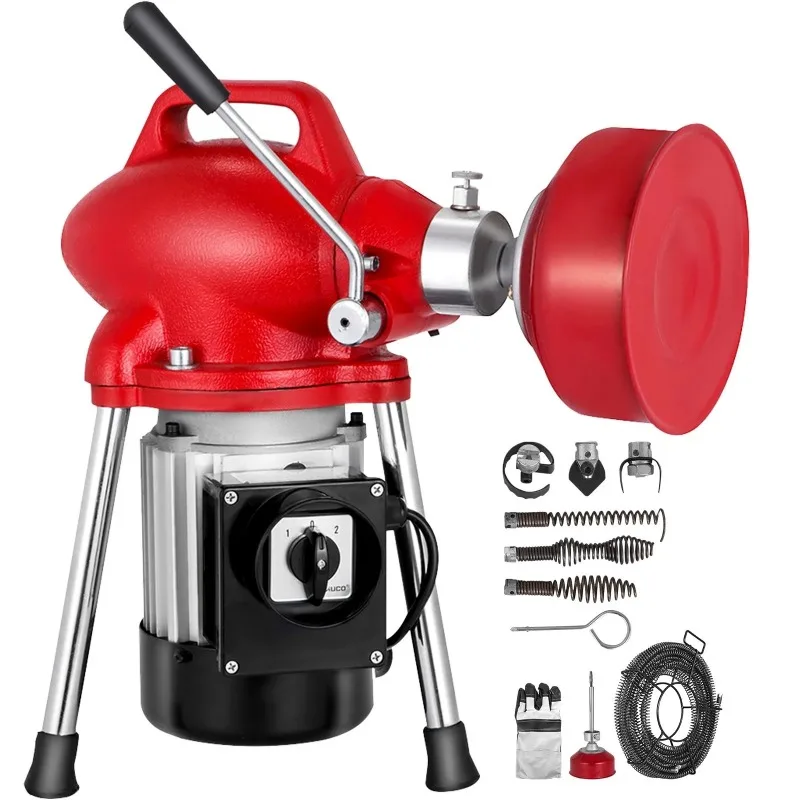 Electric Drain Cleaner Auger Pipe Cleaning Machine W/ Cutter 250W Electric Drain Cleaning Machine 40ft for Cleaning Drain Pipes