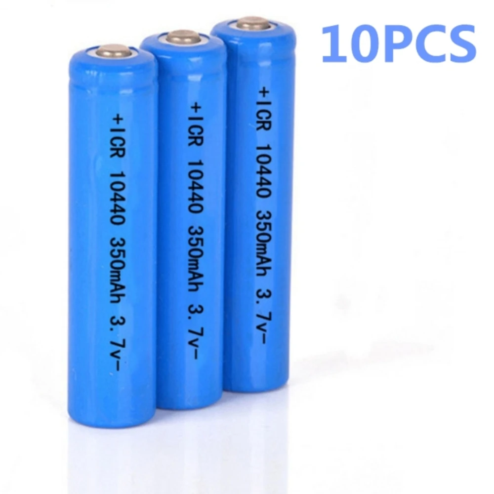 10pcs/lot High quality 3.7v 10440 lithium battery hand suitable for flashlight 350MAH AAA rechargeable battery