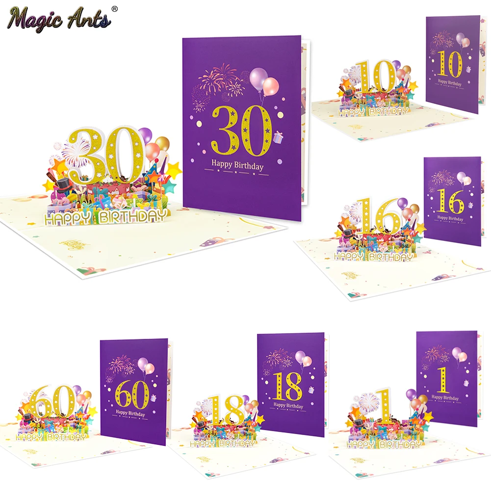 Numerals Birthday Card for Age 1st 10th 20th 21st 18th 16th 30th 60th Number Happy Birthday Greeting Cards