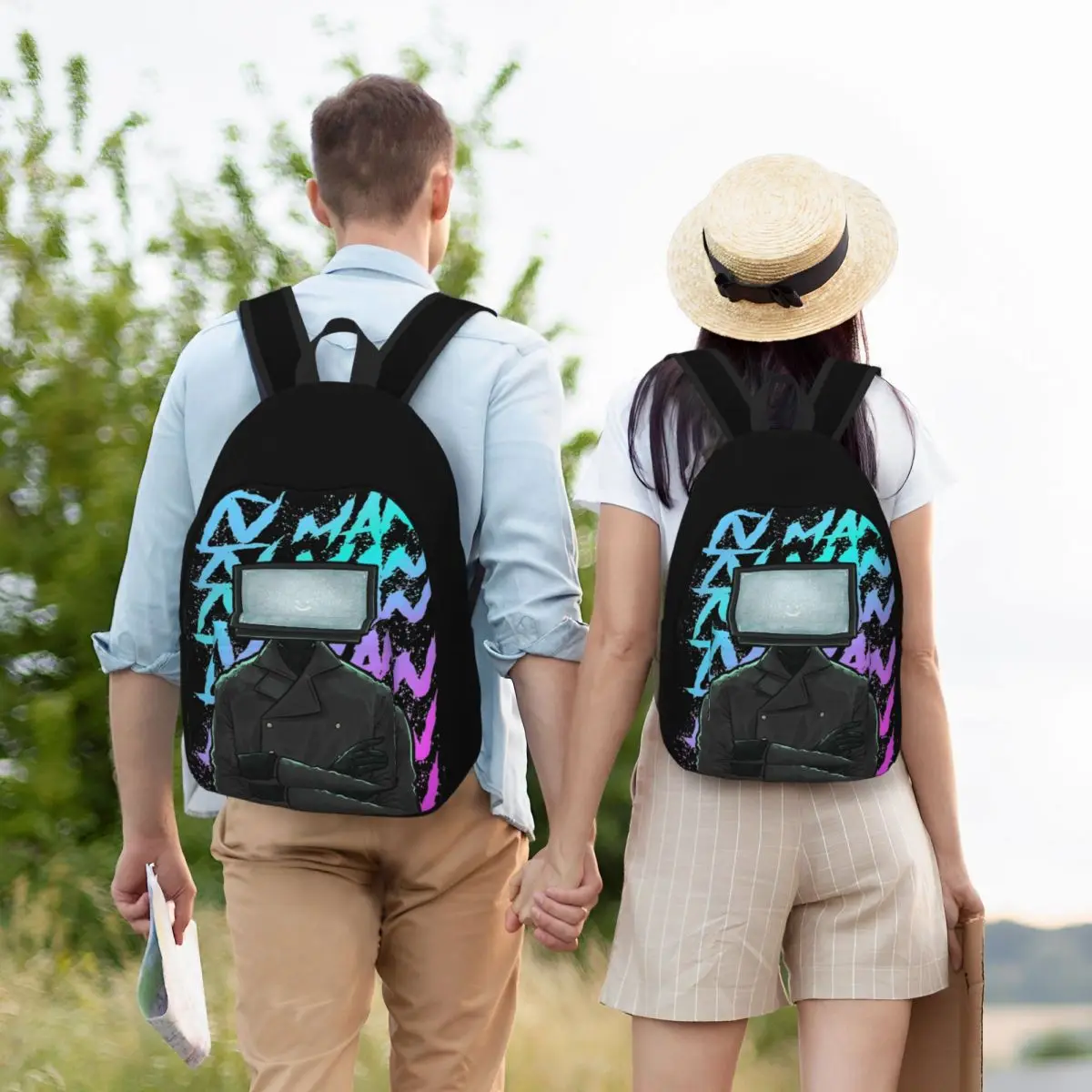 Skibidi-Mochila para homens e mulheres, mochila de lona para estudante ao ar livre, mochila de TV higiênico, escola primária do ensino médio