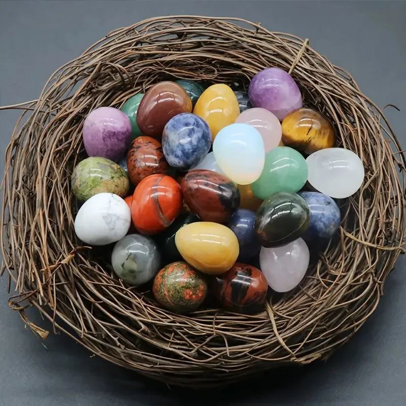 Natural Crystal Hand-Polished Gemstone Egg  Easter Halloween Festival Home Decor  Living Room Shelf Tabletop Ornament Craft Gift