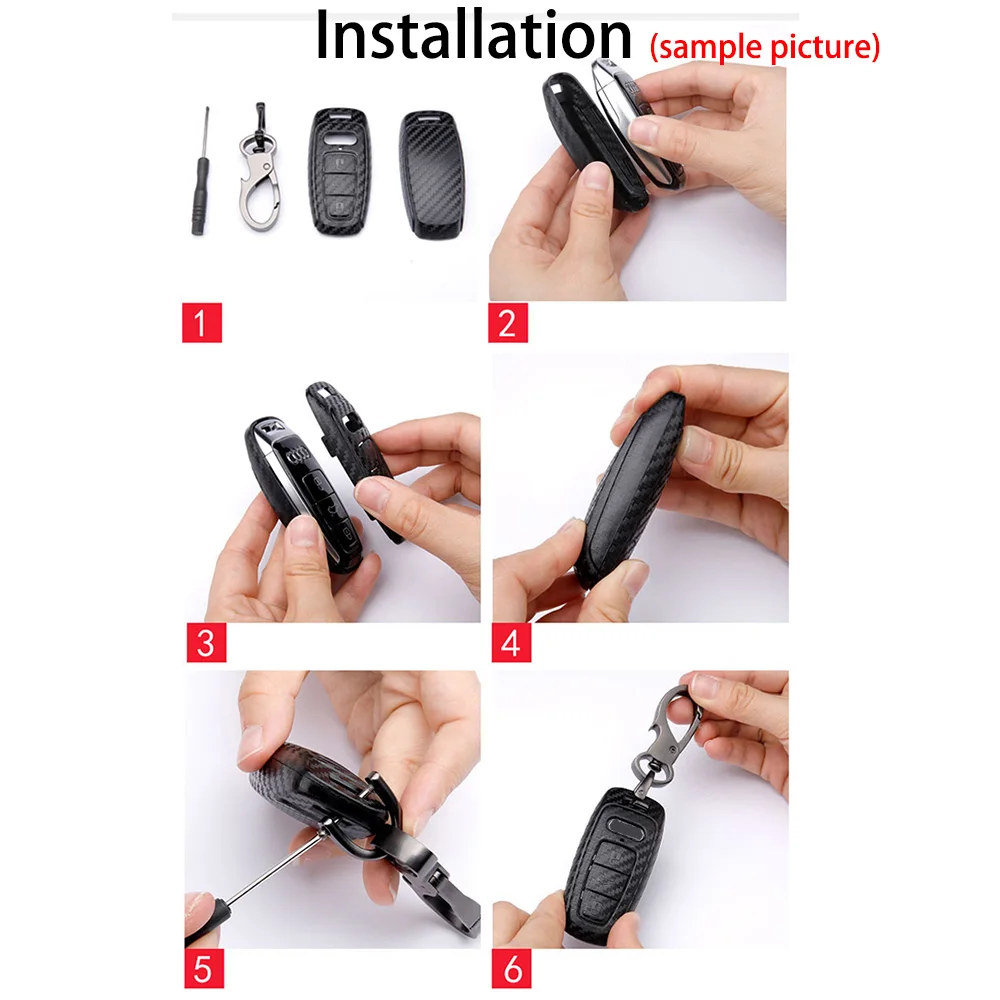 Carbon Fiber Style Remote Key Shell Case Fob For VW Polo Golf 7 Tiguan Skoda Octavia Fabia Kodiaq Key Ring Keychain