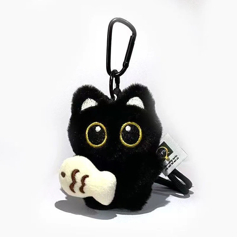 Cool Plush Black White Cat Doll Toy Keychain Bag Pendant Charms Car Keyring Accessories For Couples Kawaii Gift