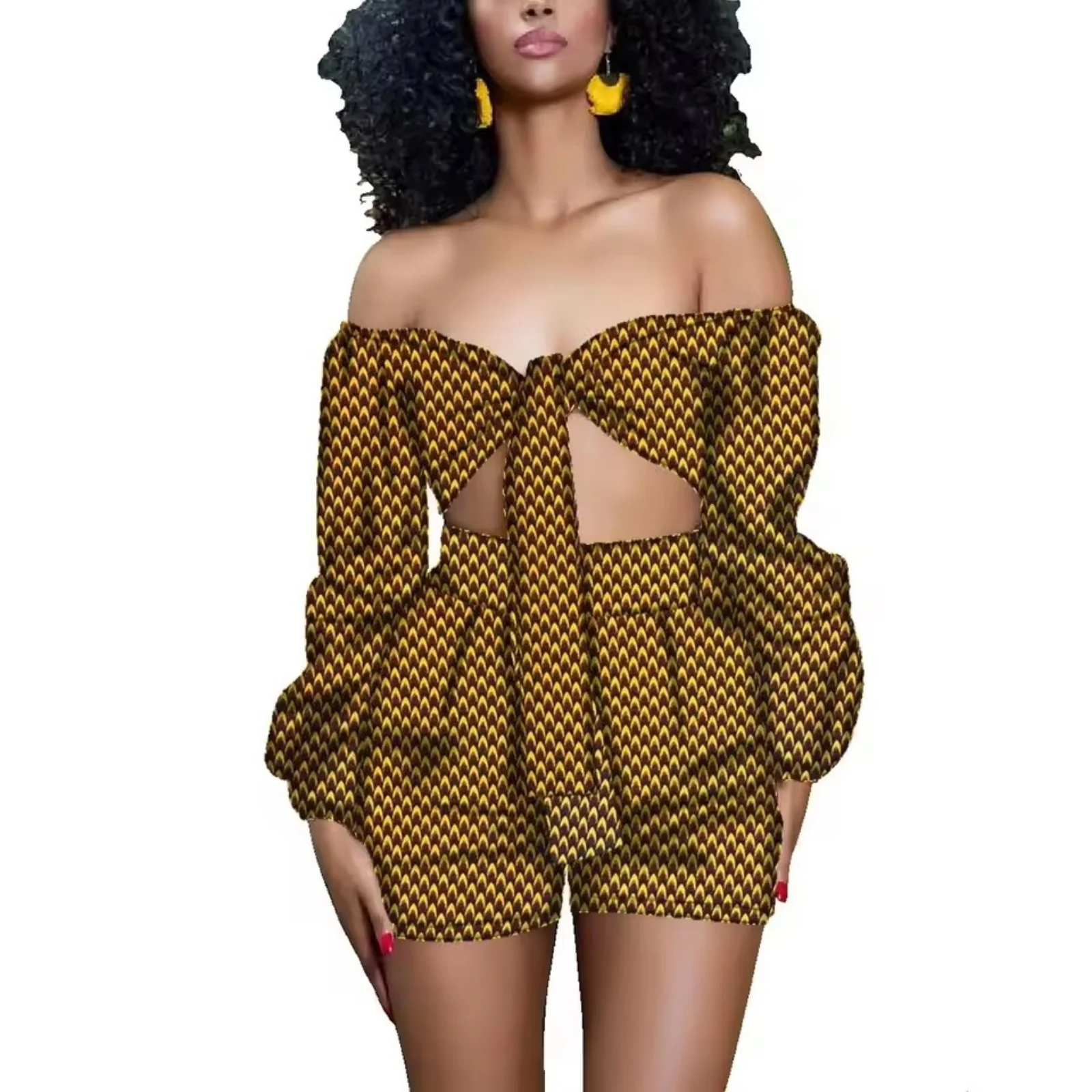 Ankara Print Cotton Strapless Shorts Women's African Design Suits plus Size Casual Party Sexy Clubwear 2026 Fashion