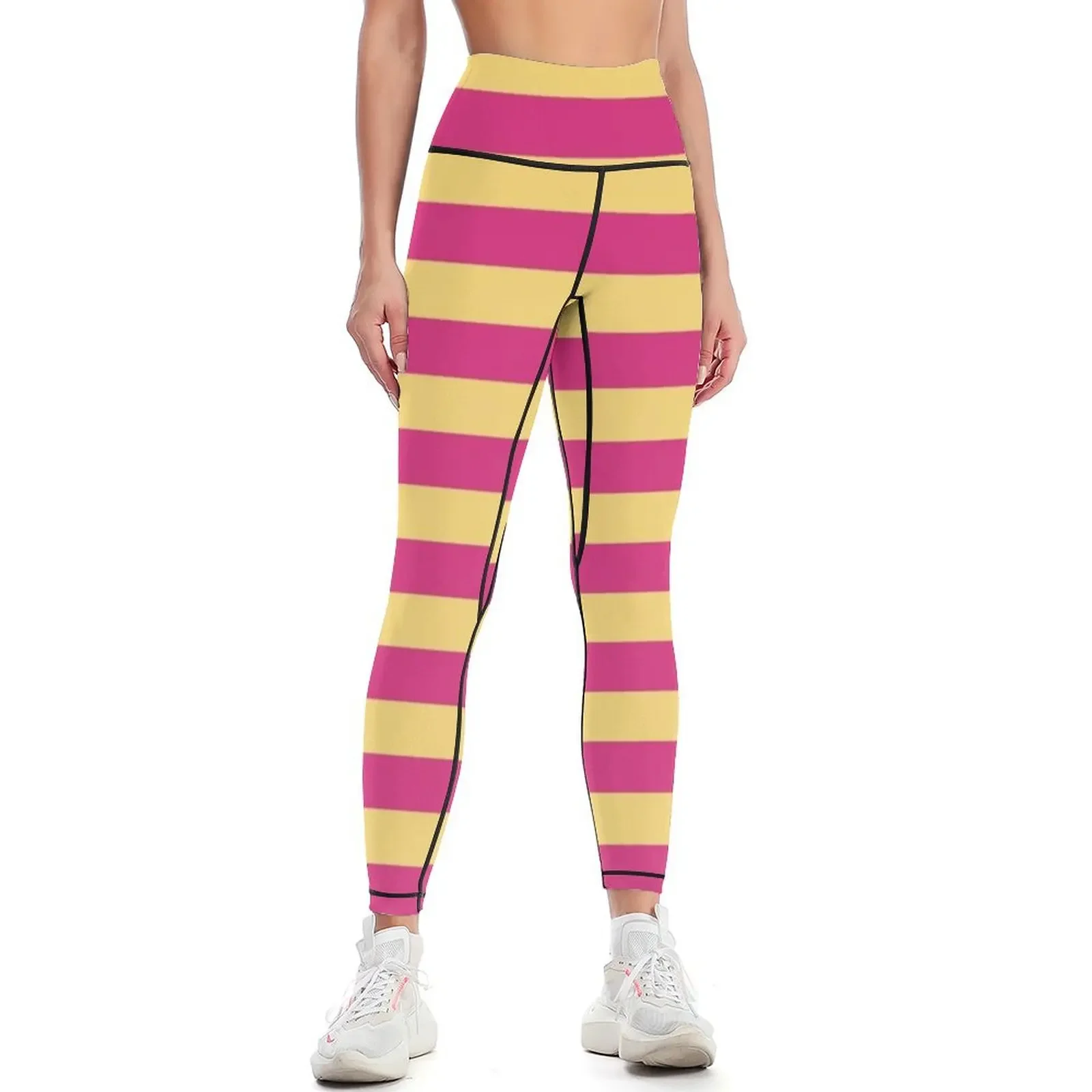 

Pink Yellow Stripes Leggings gym womans sport set legging pants raises butt legging gym Womens Leggings