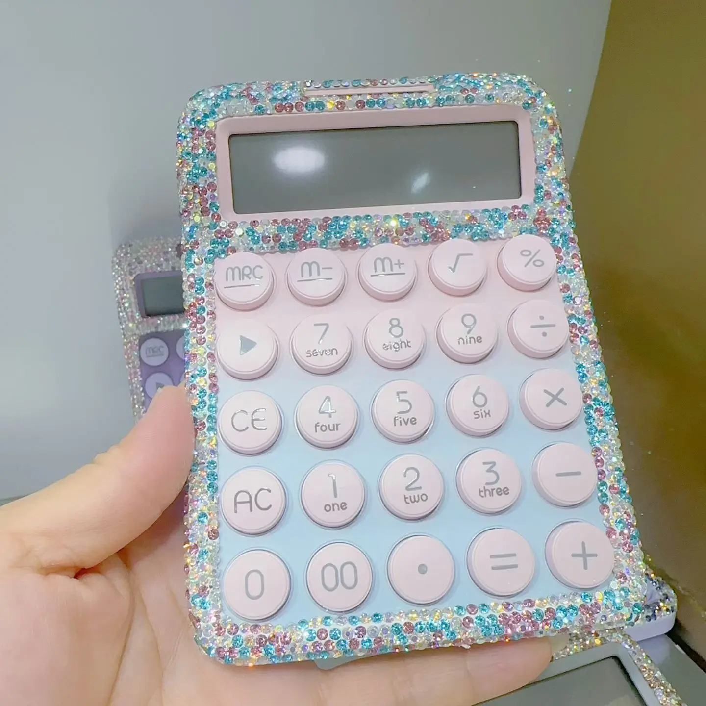 Bling Diamond Dual Power Supply Calculator Financial Accounting Office Student Electronic Calculator Solar 12 Bit Large Screen view 3