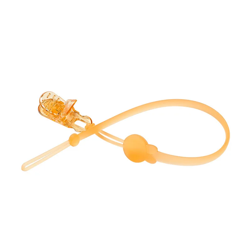 

Orange Silicone Pacifier Chain for Universal Pacifier To Prevent Falling Anti Drop with Plastic Clip for Clothes Soother Chains