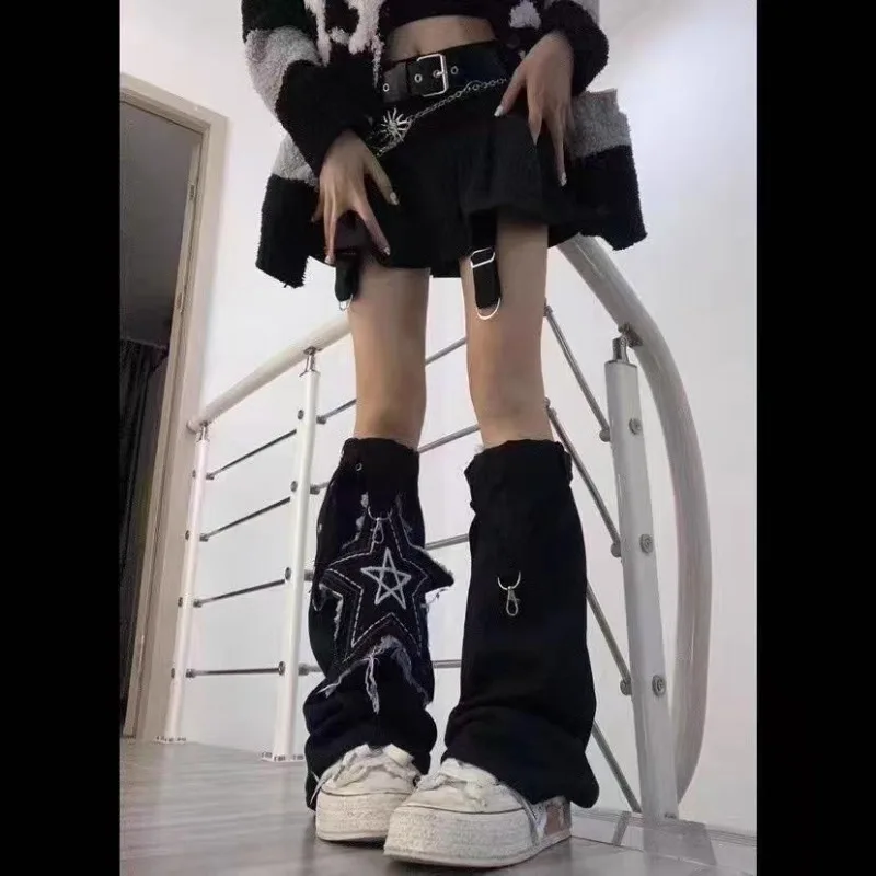 New Women's Socks Star Soft Girl Leg Warmers American Style Vintage Punk Fashion Subculture Denim Slimming Legs Cover For Women