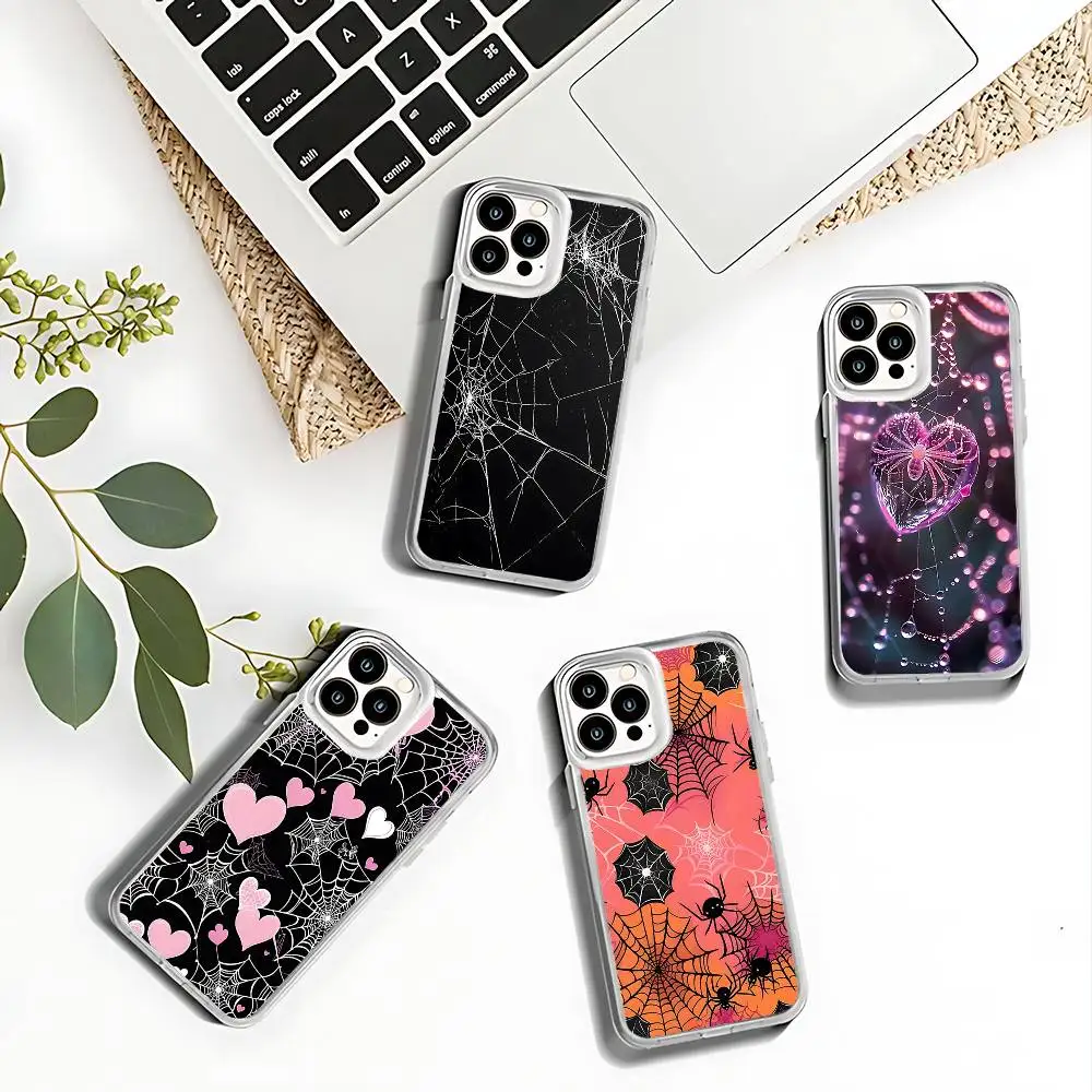 

Cool S-Spider Web H-Heart Phone Case For iPhone 17,16,15,14,13,12,11 Pro,Max,Plus,X,XS,XR,SE4,E Mini Transparent Soft Cover