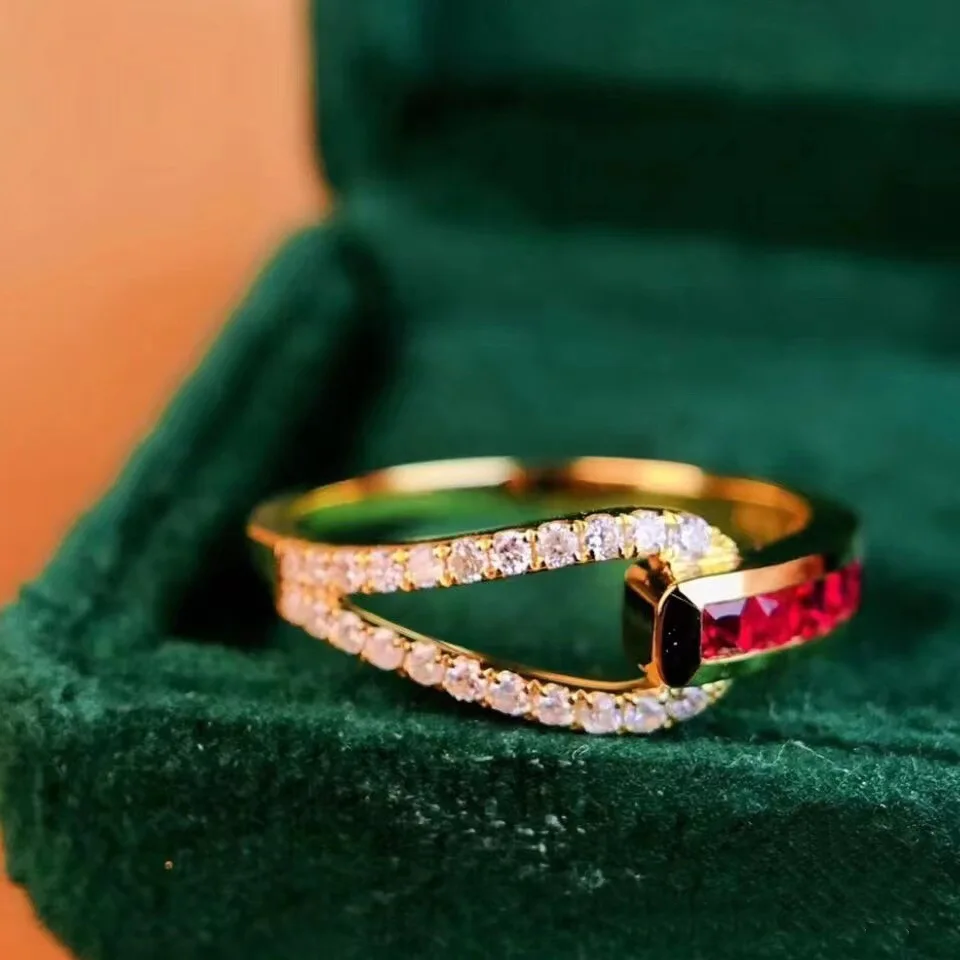 New Diamond-set Ring Luxury Colorful Personalized Fashion Geometric Finger Ring Female 925 Stamp Party Birthday Jewellery Gift