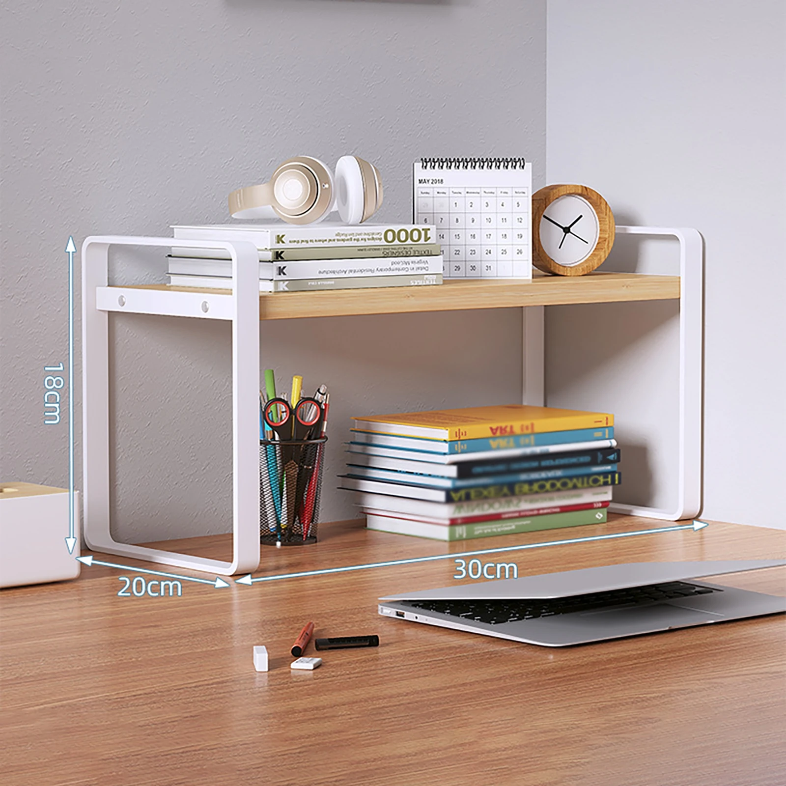 

2layers Shelf Desktop Storage Bookshelf Student Document Shelf Computer Racks Tiered Cabinet OfficeAccessories Stationery Holder