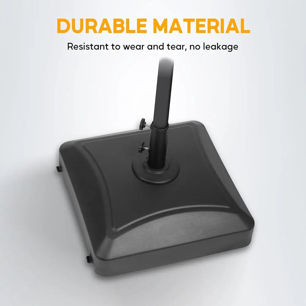 Base de sombrilla móvil rellenable de acidad de 125 libras, soporte de mercado cuadrado resistente para exteriores con 4 ruedas para Patio, terraza, junto a la piscina,