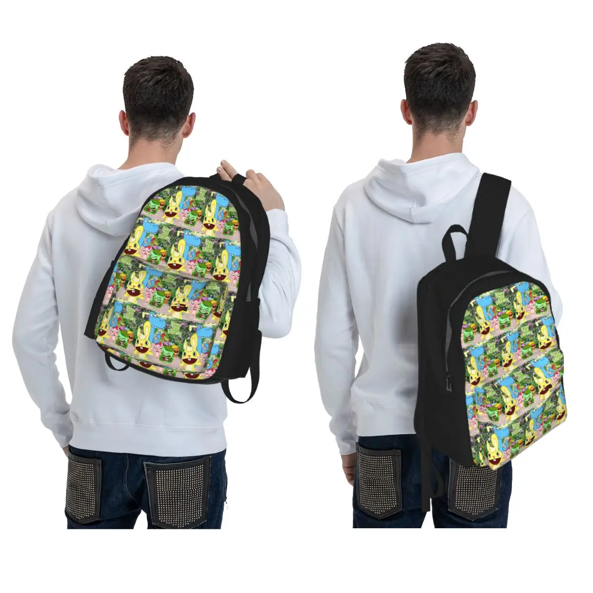 Happy Tree Friends Flippy Lumpy Cuddles Loving Family Backpack BookBag Kids School Bag Laptop Shoulder Bags for Men Women