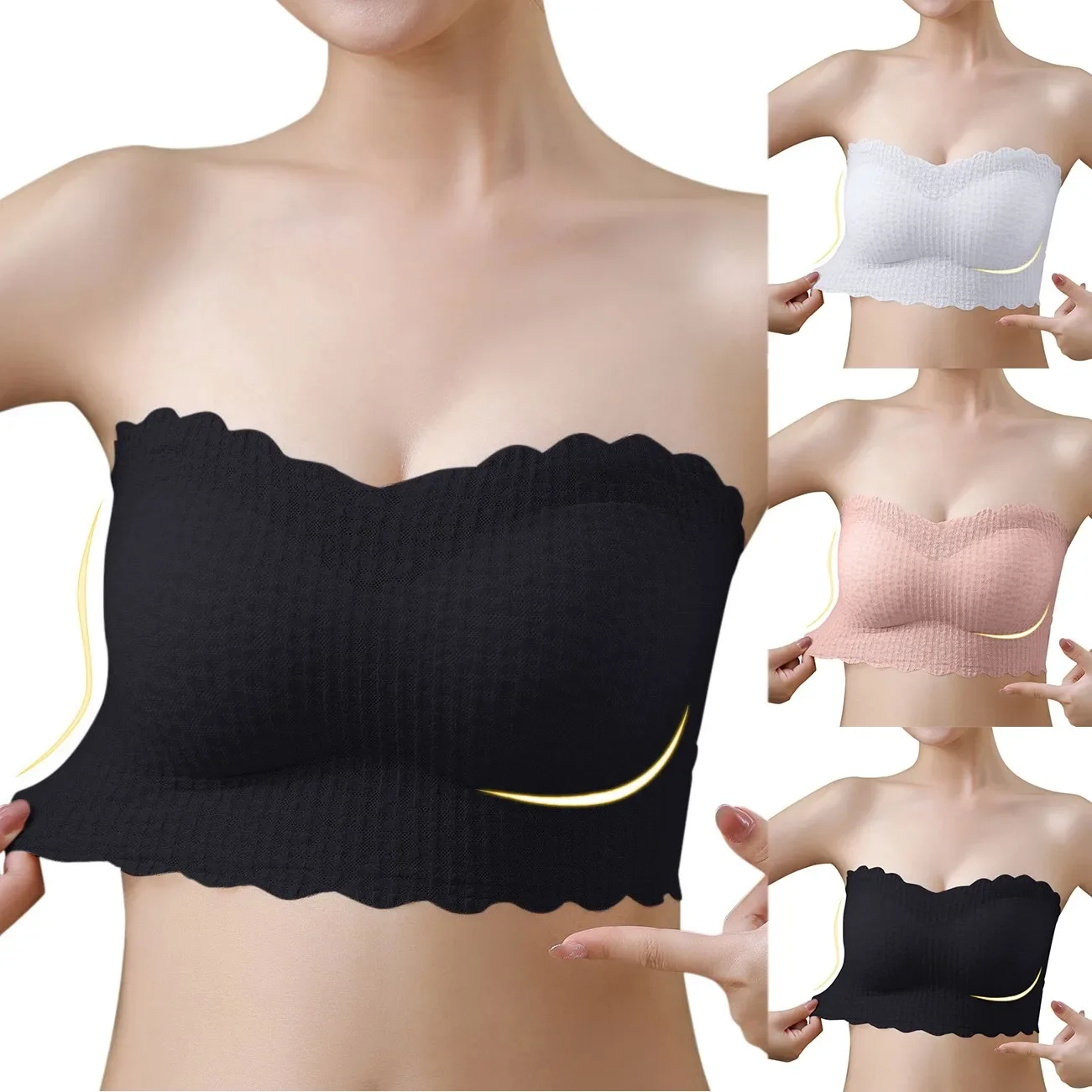 Womens Seamless Unwired Strapless Women Sexy Solid Tube Tops Female Girls Sling Breast Warp Bra Student No Steel Ring Underwear