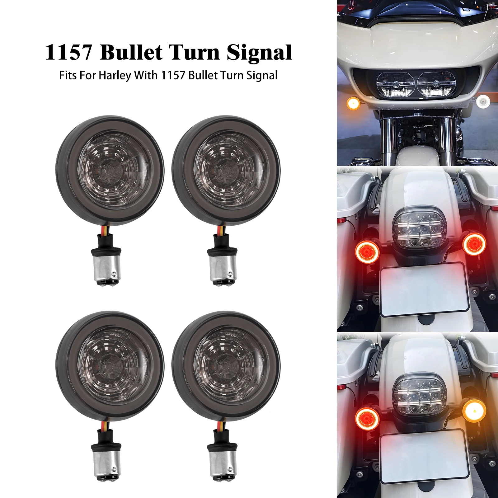 

Указатель поворота мотоцикла 1157, светодиодный индикатор, передние и задние вставки в виде пули, лампа для Harley Touring Softail Dyna Sportster XL 883