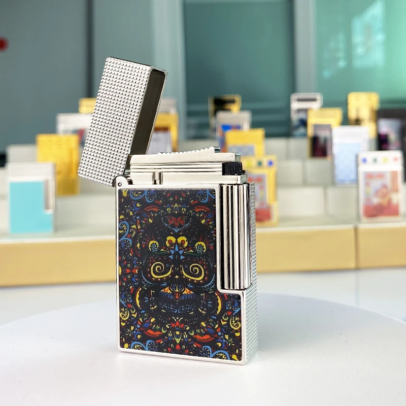 New commemorative edition luxury butane lighter single and double flame flat tone natural paint smoker L2 series 19026