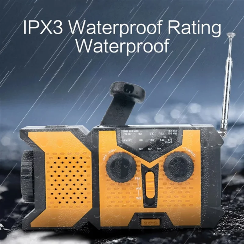 Y45A-Hand Crank Solar Radio Solar Radio With LED Flashlight Portable AM/FM/NOAA Weather Radio With 2000Mah Mobile Power Phone Ch