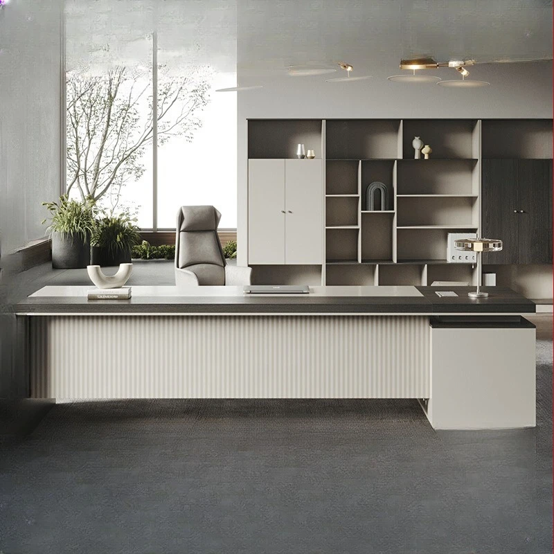 

Office boss table president class desk table and chair combination light luxury high sense simple modern