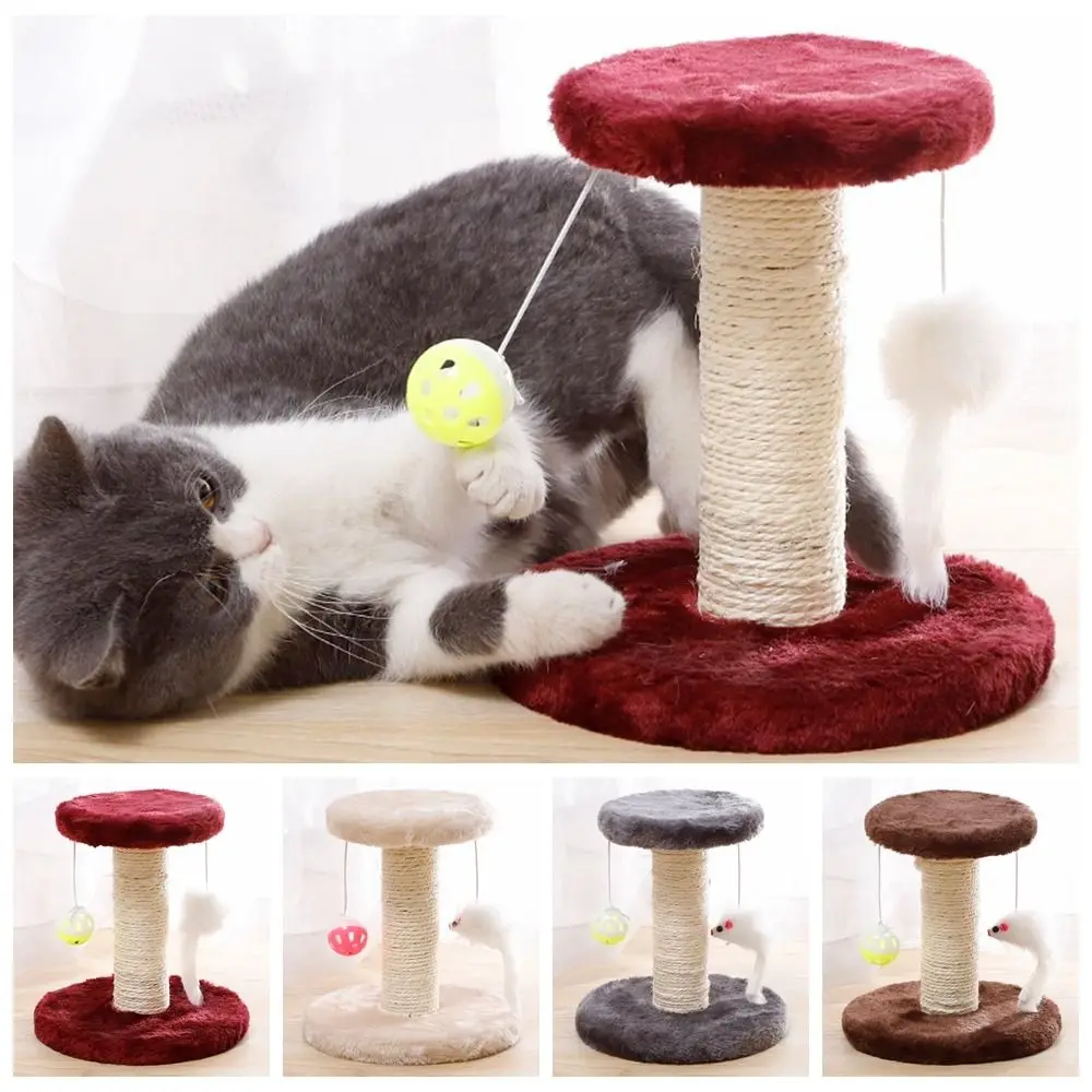 Interactive Toys Cat Climbing Frame Cheap Sisal Rope Dangling Balls Cat Scratcher Pole Cute Comfortable Cat Scratch Post Cat