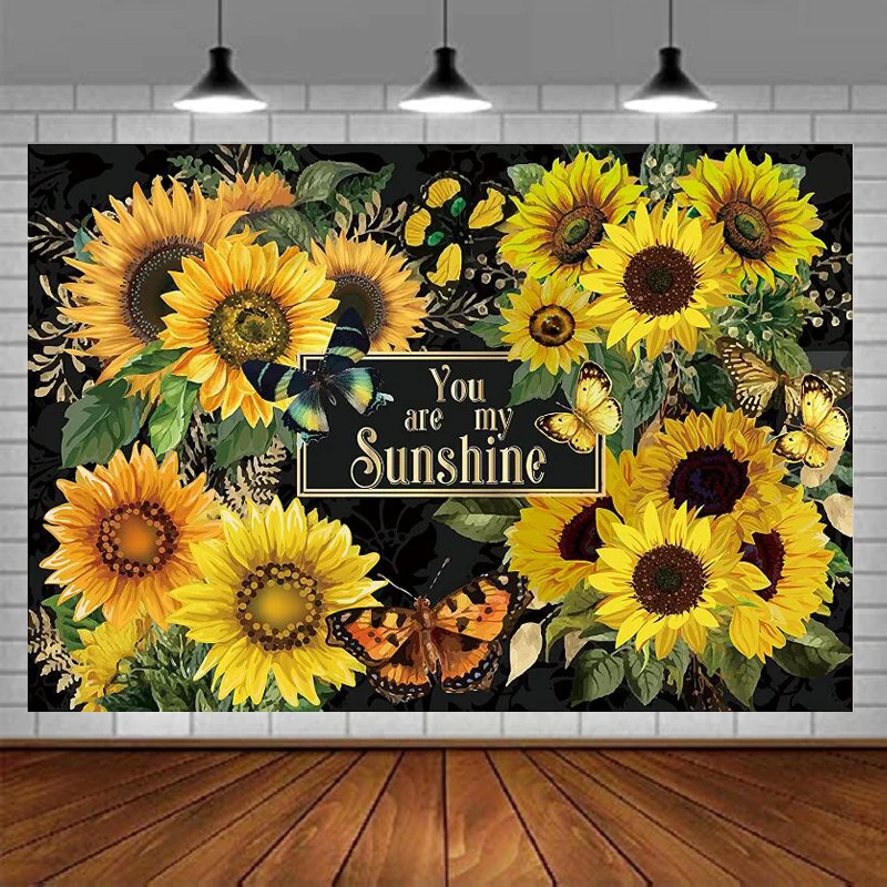 

Sunflowers Birthday Photography Backdrop Party Decoration Are My Sunshine Floral Background For Girls Woman Birthday Baby Shower