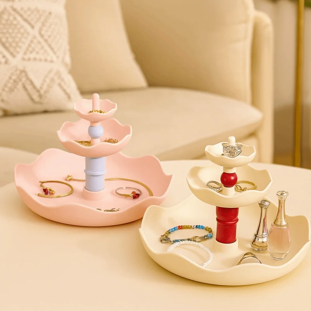 

Large Capacity Jewelry Key Holder Anti Slip Cream Style Cosmetics Storage Rack Multi-layer Plastic Jewelry Display Rack Bedroom