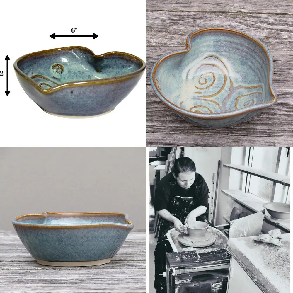 

Ирландская керамическая чаша ручной работы, диаметр 6 дюймов, высота 2 дюйма, дизайн в виде сердца со спиральным узором - без свинца и кадмия, идеальный подарок для ирландцев.