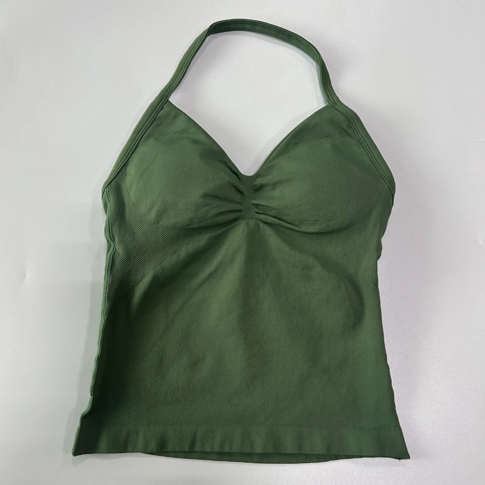 Pericic Longline Strappy Top Damen Nahtloses Yoga-Tanktop mit eingebautem BH, gerafftem Rücken, ärmelloses Shirt, Fitness-Oberteil – Detail 16