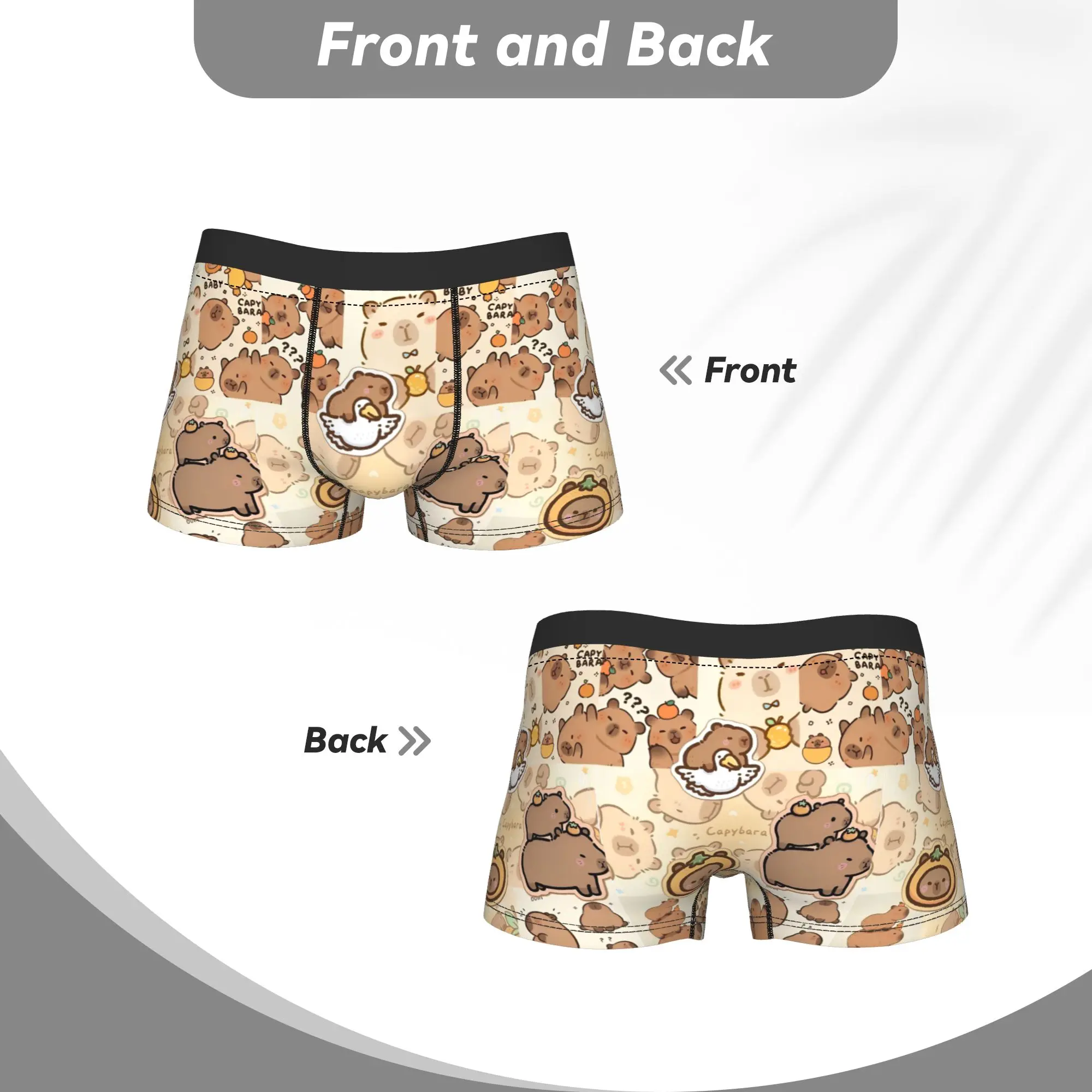 Hombres Kawaii Capybara Boxers de dibujos animados FunGift Ropa interior Boxer Briefs