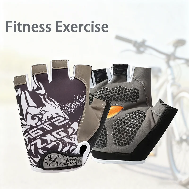 피트니스 운동 반장갑 유니섹스 여름 야외 사이클링 메쉬 통기성 쿨 프린트 장갑 사이클링 장비