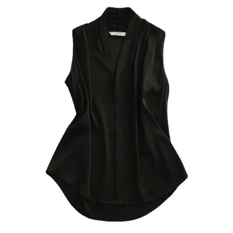 Boweylun Hanging Neck Camisole Tank Women Simple Loose Draped V-Neck Sleeveless Shirt